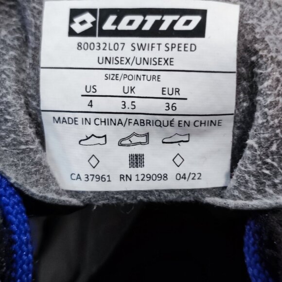 Lotto Swift Speed indoor soccer / sport shoes black with blue sole unisex size 4 - Picture 9 of 10